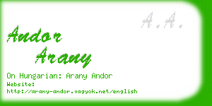 andor arany business card